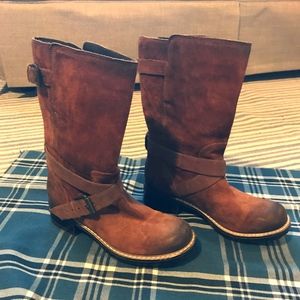Clarks Mid-Calf Brown Suede Boots